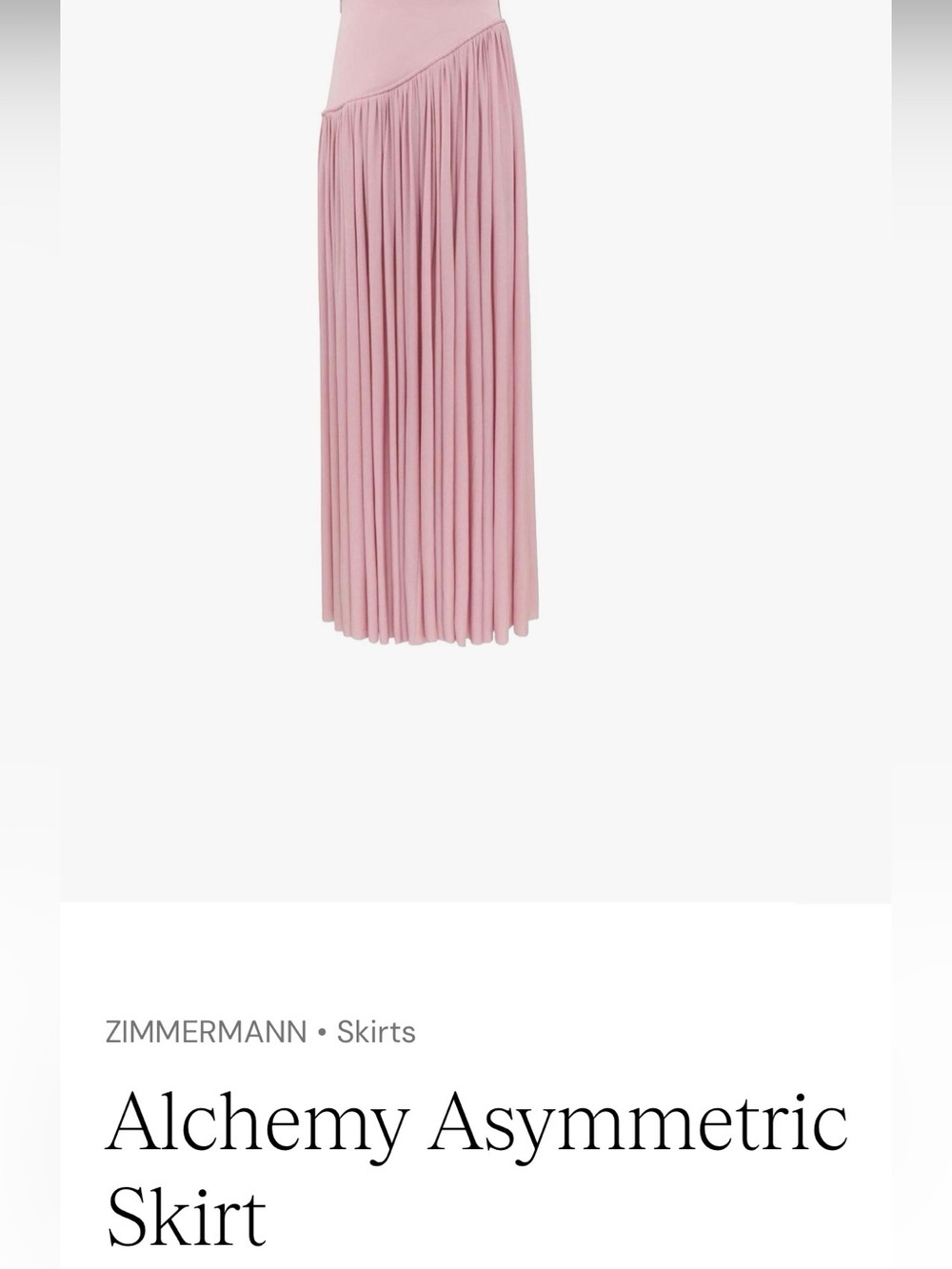 Brand new w/ tags !! Zimmermann Dusty Pink Asymmetric Pleated Maxi Skirt